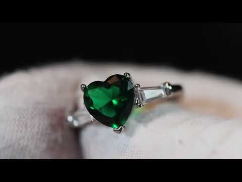 Green diamond heart ring