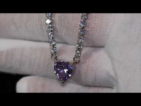 Load and play video in Gallery viewer, purple heart diamond pendant