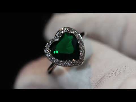 Green diamond heart ring