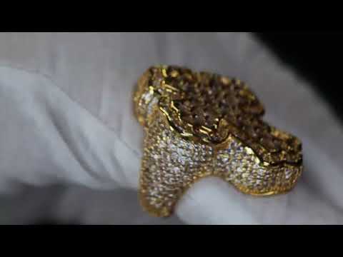 Gold Diamond Cross Ring