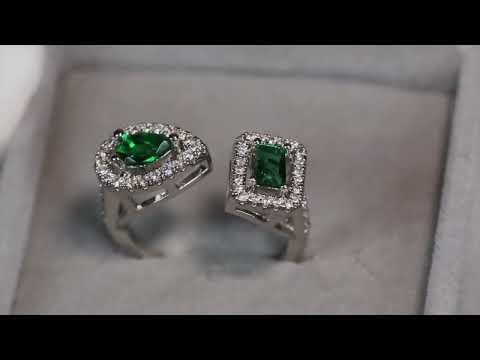 Green pear cut diamond ring