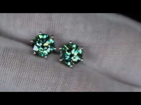Green Moissanite Ear Studs
