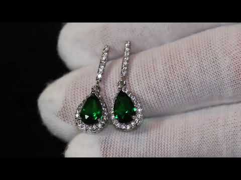 Emerald Green Diamond Earrings
