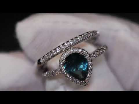 Load and play video in Gallery viewer, blue diamond wedding ring set