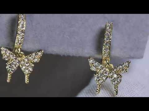 Gold Diamond Butterfly Earrings