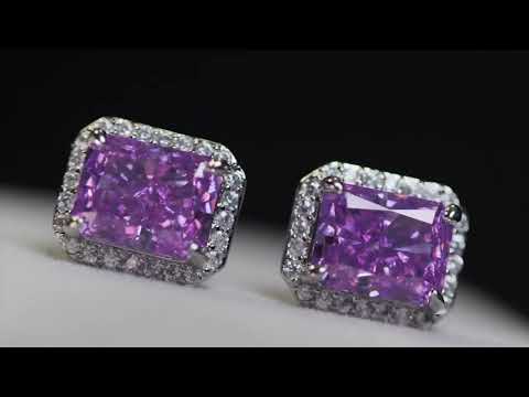 Load and play video in Gallery viewer, Purple Diamond Earrings