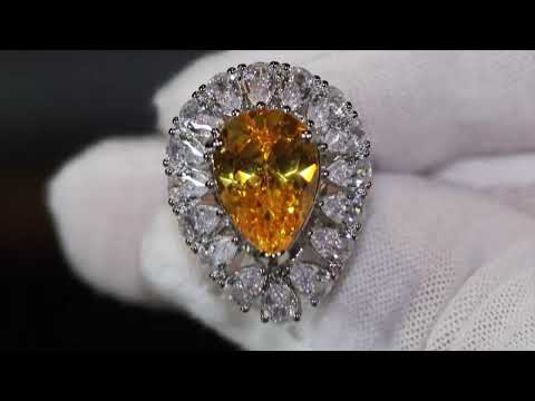 Load and play video in Gallery viewer, yellow pear cut diamond ring