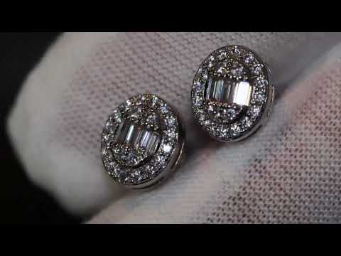 Load and play video in Gallery viewer, Oval Diamond Ear Studs