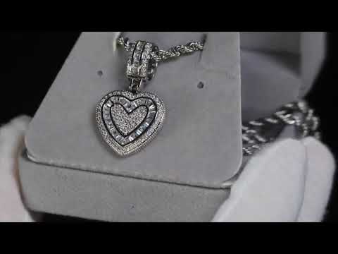 Load and play video in Gallery viewer, Baguette Diamond Heart Pendant