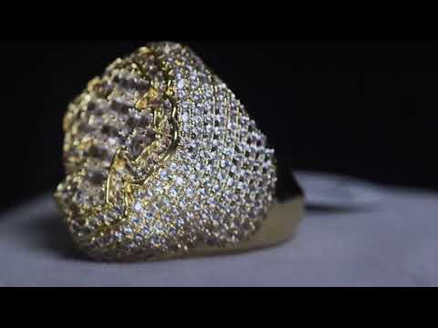 Load and play video in Gallery viewer, Gold Diamond Cross Ring