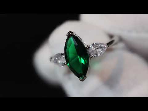 Load and play video in Gallery viewer, Green marquise diamond ring
