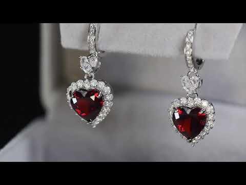 Load and play video in Gallery viewer, Red Diamond Heart Earrings