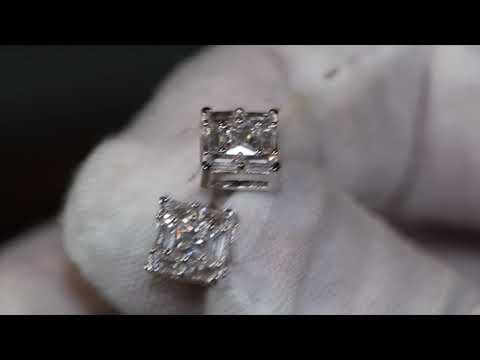 silver baguette diamond ear studs