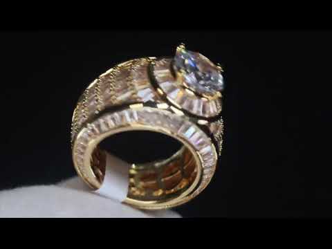 Load and play video in Gallery viewer, Mens Gold Diamond Ring | Mens Gold Iced Out Ring | Gold Hip Hop Ring