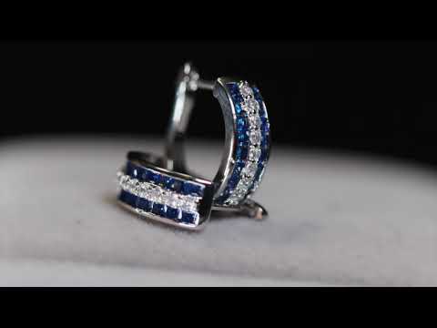 Load and play video in Gallery viewer, Blue Diamond Hoop Earrings