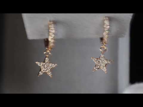 Load and play video in Gallery viewer, Gold Star Diamond Heart Earrings