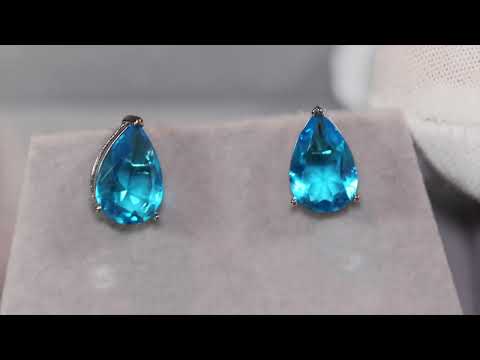 Load and play video in Gallery viewer, blue teardrop diamond ear studs