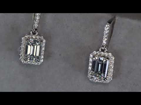 Load and play video in Gallery viewer, Moissanite Emerald Cut Diamond Ear Studs