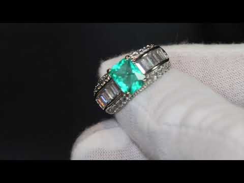 green diamond baguette ring