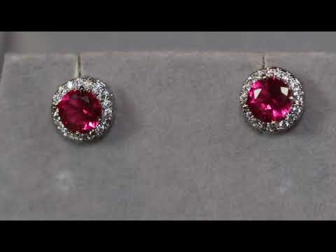 Load and play video in Gallery viewer, Womens Red Diamond Ear Studs