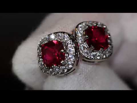 Load and play video in Gallery viewer, mens red diamond ear studs