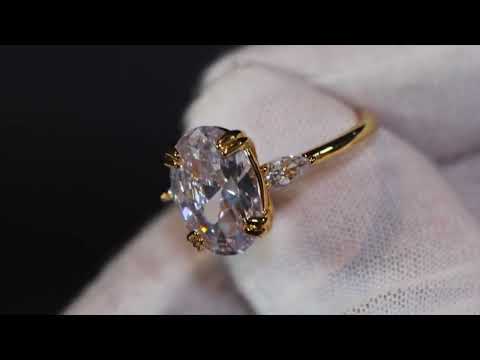 Womens Gold Oval Diamond Ring