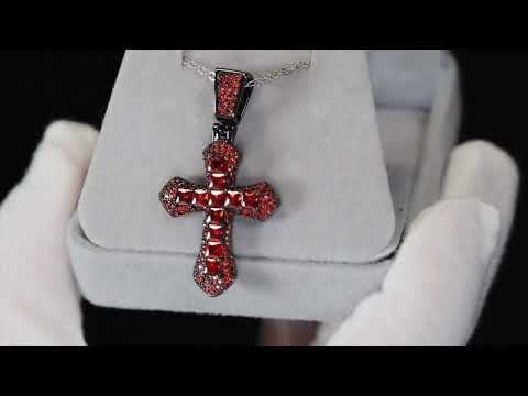 Load and play video in Gallery viewer, Red Diamond Cross Pendant