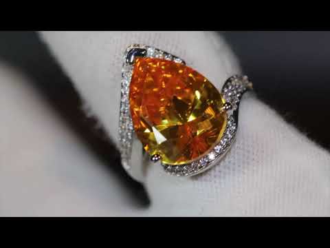 Load and play video in Gallery viewer, yellow pear cut diamond ring