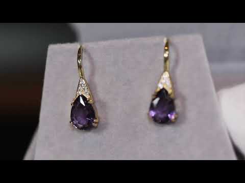 Load and play video in Gallery viewer, womens purple diamond earrings