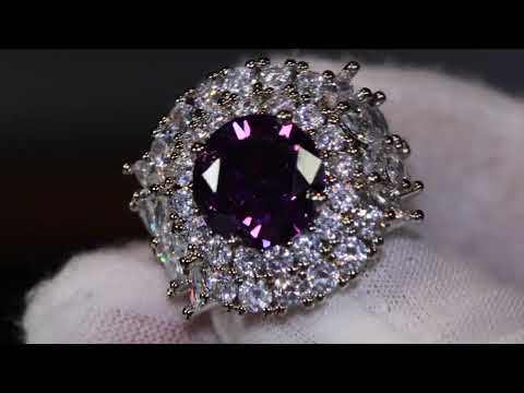 Load and play video in Gallery viewer, Womens Purple diamond ring
