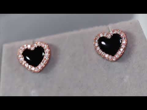 Load and play video in Gallery viewer, Rose Gold Earrings | Heart Earrings | Womens Earrings | Rose Gold Ear Studs | Heart Ear Studs | Womens Diamond Ear Studs | Ear Studs