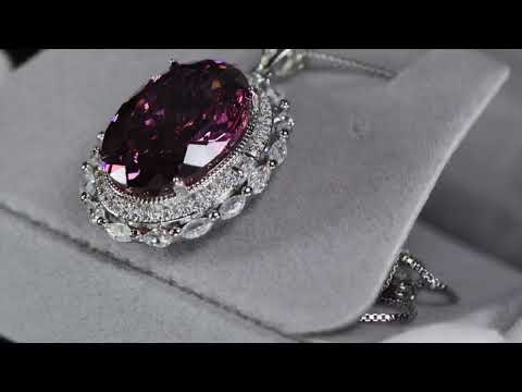 Load and play video in Gallery viewer, Purple Oval Diamond Pendant