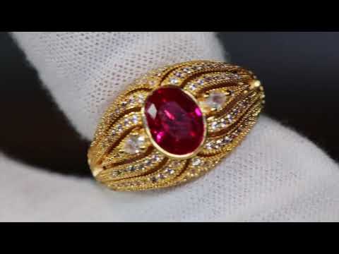 Load and play video in Gallery viewer, gold red diamond ring