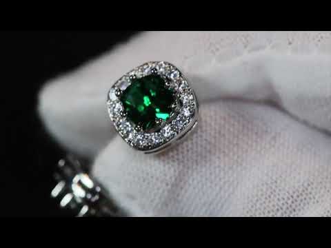 Green Diamond Ear Studs