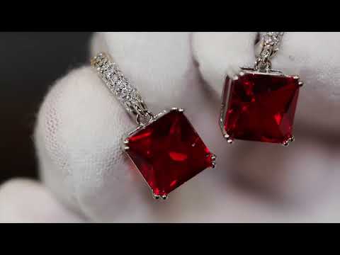 Load and play video in Gallery viewer, red diamond hoop earrings