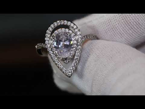 Load and play video in Gallery viewer, Womens diamond teardrop ring