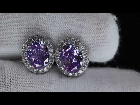 Load and play video in Gallery viewer, Purple Diamond Ear Studs