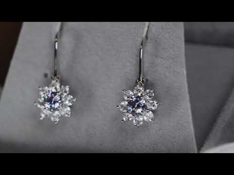 Load and play video in Gallery viewer, Purple Moissanite Diamond Earrings