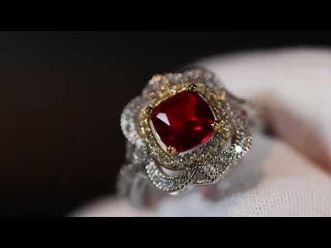 Load and play video in Gallery viewer, red diamond engagement ring