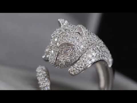 Moissanite Diamond Panther Ring