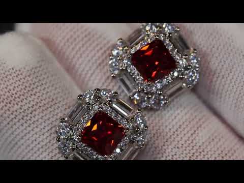 Load and play video in Gallery viewer, big red diamond ear studs