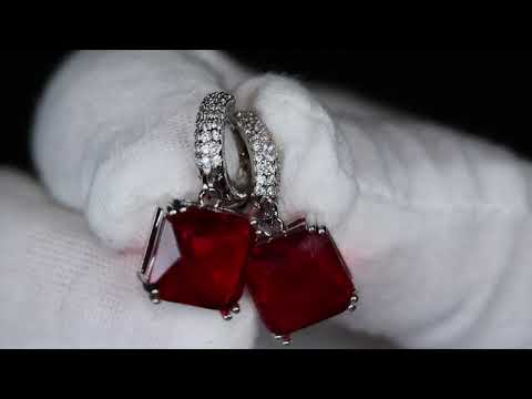 Load and play video in Gallery viewer, Red Diamond Hoop Earrings