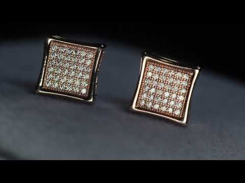Mens Rose Gold Out Iced Earrings
