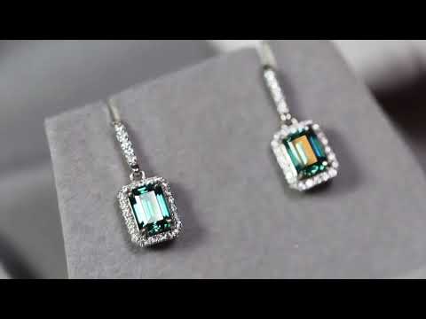 Load and play video in Gallery viewer, Green Moissanite Diamond Earrings