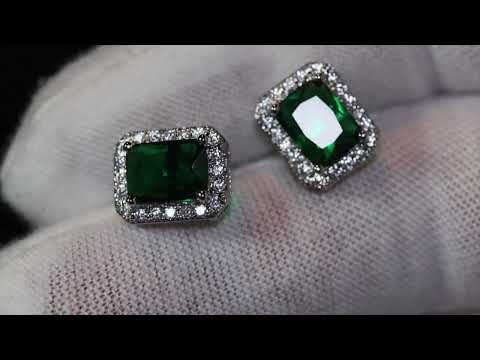 Mens green diamond ear studs