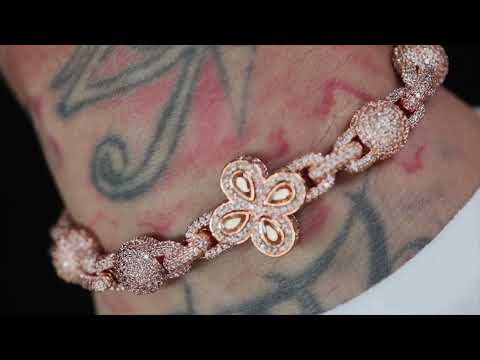 Load and play video in Gallery viewer, Rose Gold Champagne Diamond Bracelet | Brown Diamond Hip Hop Bracelet | Rose Gold Diamond Ball Bracelet
