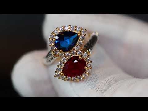 Load and play video in Gallery viewer, Red and Blue Diamond Ring