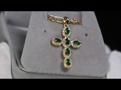 Load and play video in Gallery viewer, Green Diamond Cross Pendant