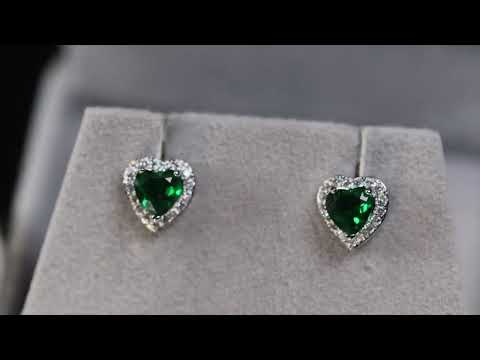 Green Diamond Heart Ear Studs