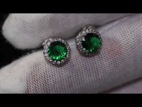 Green diamond ear studs